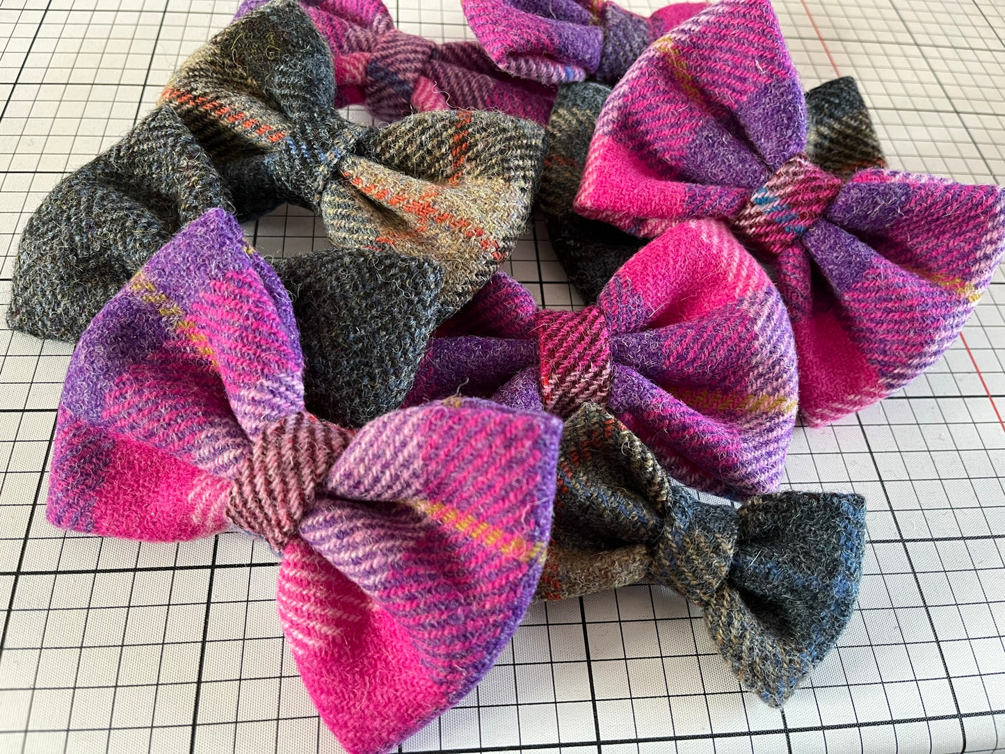 Sherlock Grey Herringbone Harris Tweed Dog Bow-Tie
