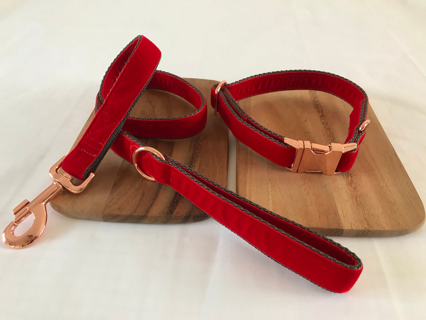 Postbox Red Velvet Dog Lead