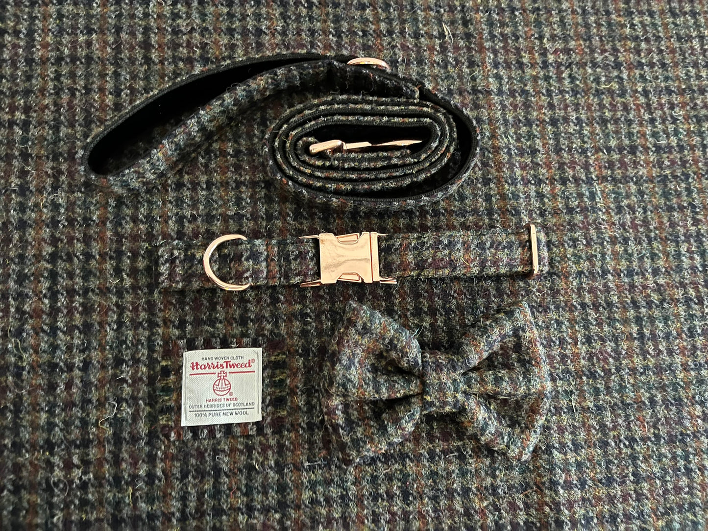 Fireside Houndstooth Harris Tweed Dog Lead