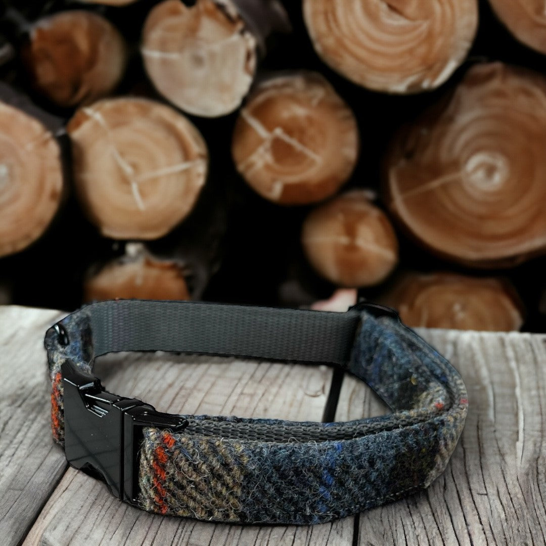 Tarbert Check Harris Tweed Dog Collar & Bow-Tie Set