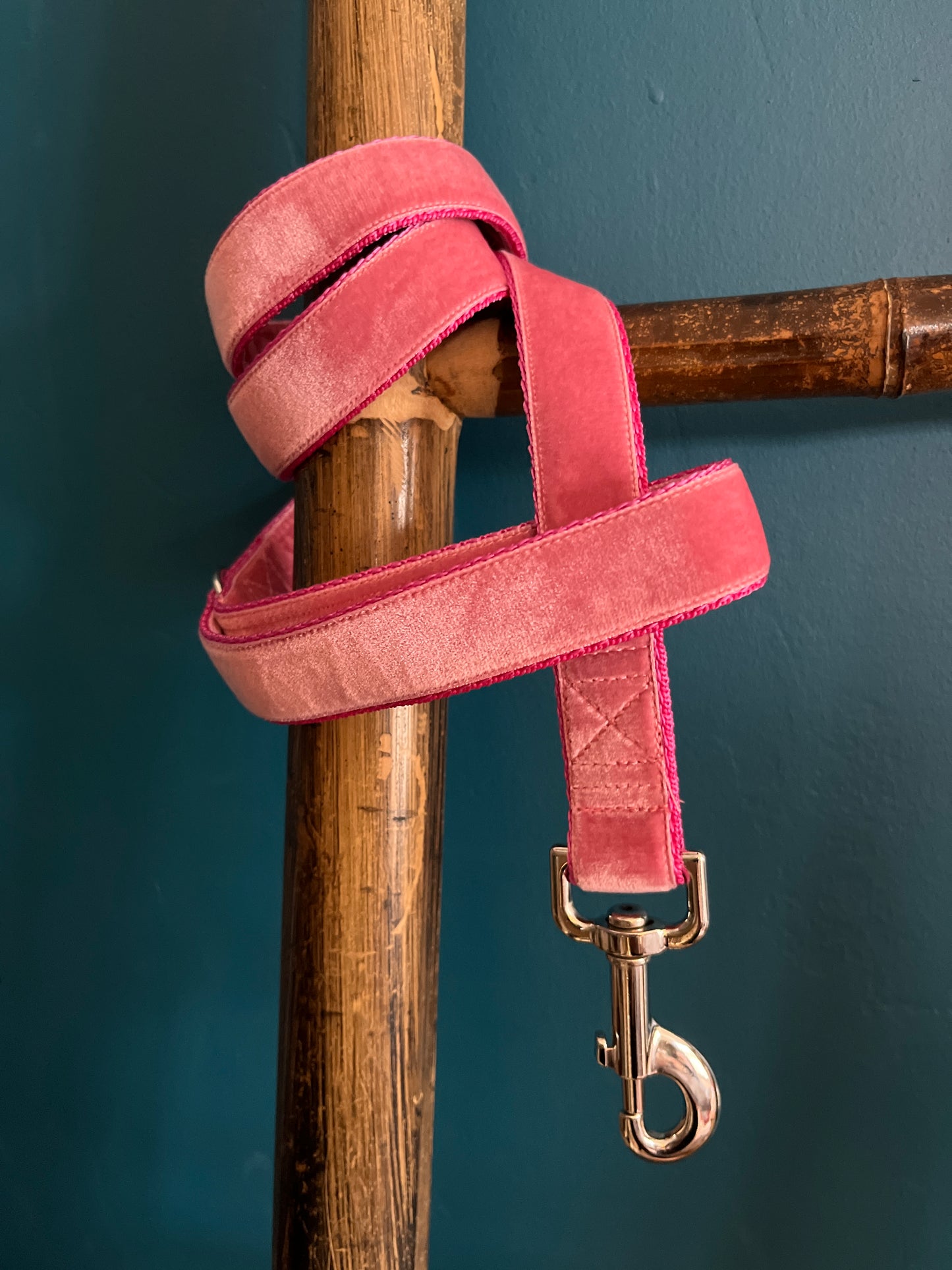 Candy Pink Velvet Dog Collar & Lead Set