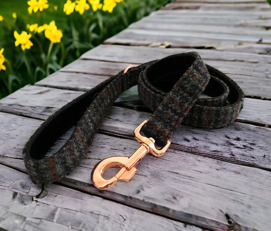 Fireside Houndstooth Harris Tweed Dog Lead