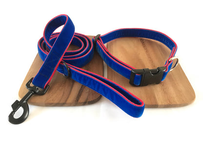 True Blue Velvet Dog Lead