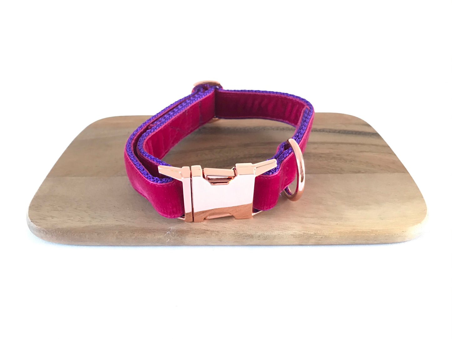 Fuchsia Pink Velvet Dog Collar & Lead Set