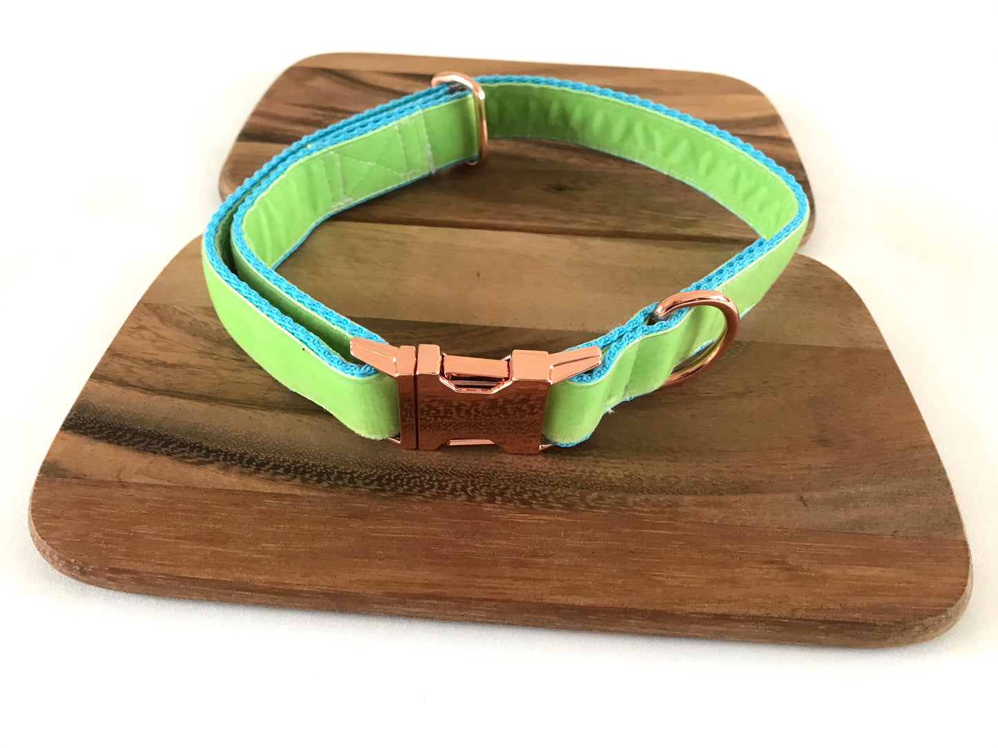 Fresh Lime Velvet Dog Collar & Lead Set