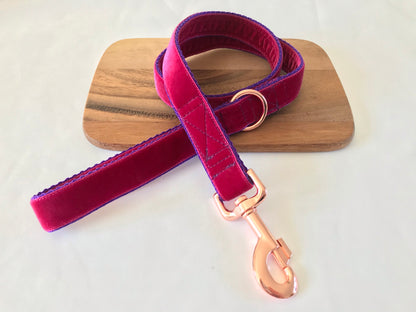 Fuchsia Pink Velvet Dog Lead