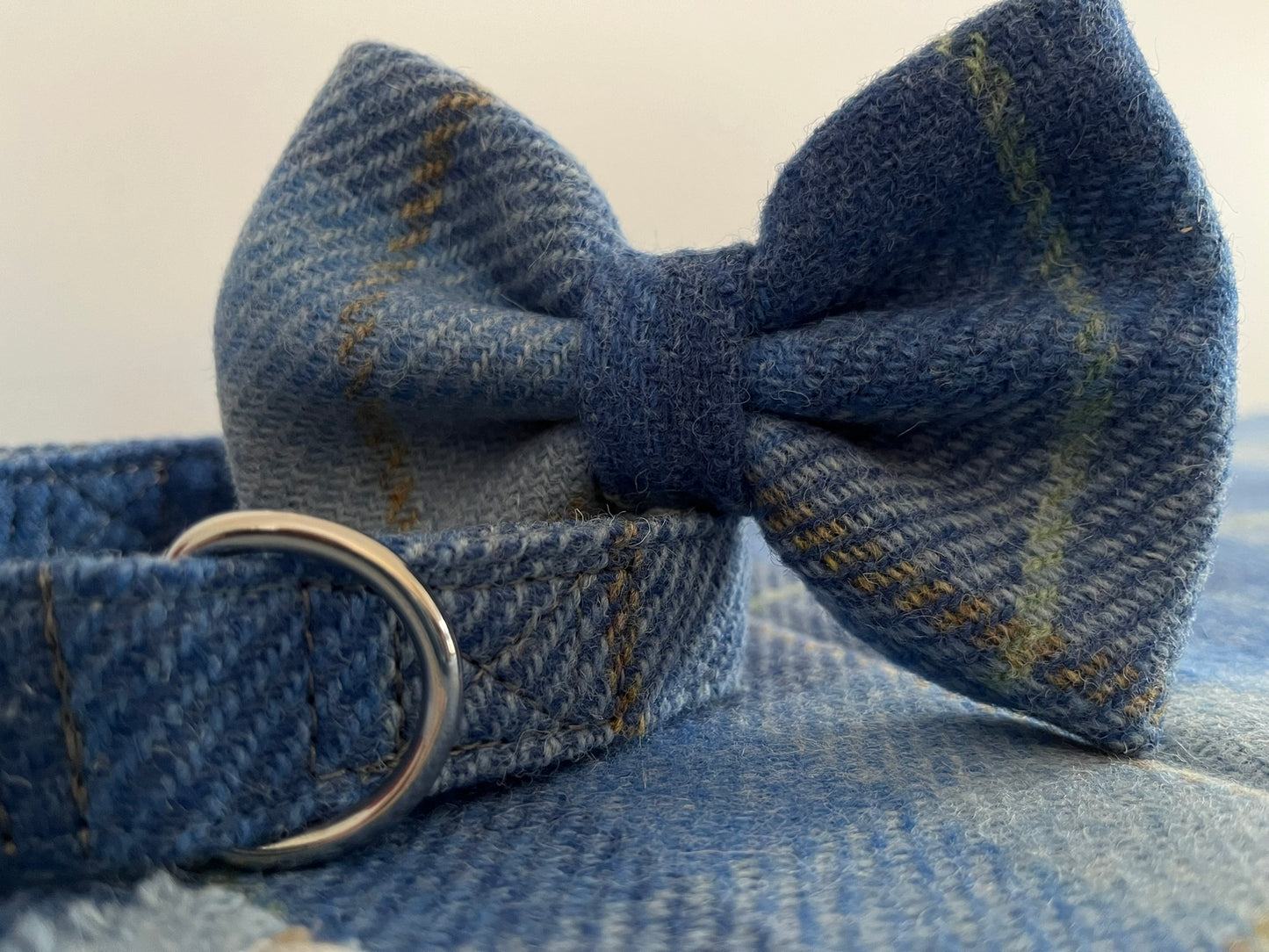 Skye Blue Check Harris Tweed Dog Bow-Tie