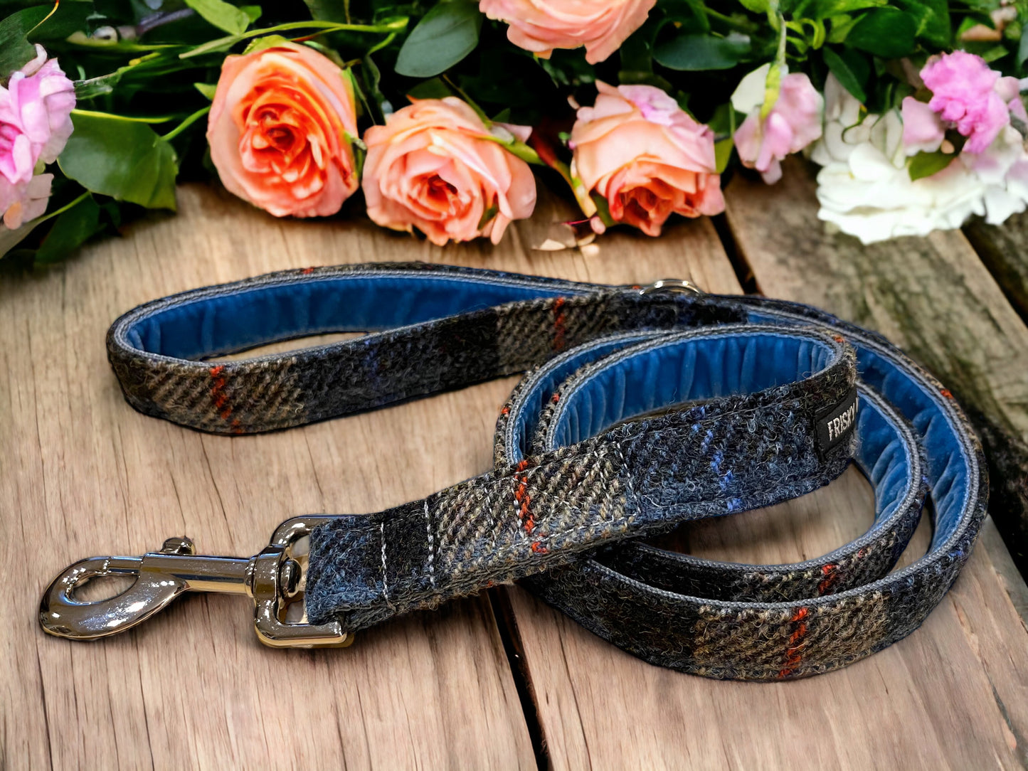 Tarbert Check Harris Tweed Dog Collar & Lead Set (with optional Bow-tie)